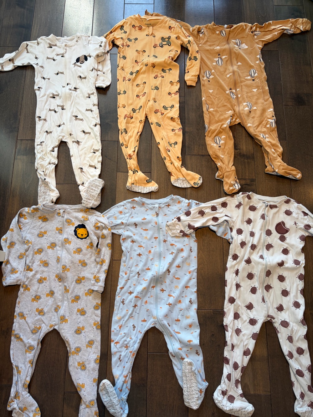 Rare Pekkle Kids Footed One-Piece in Cream, Yellow, White and Brown